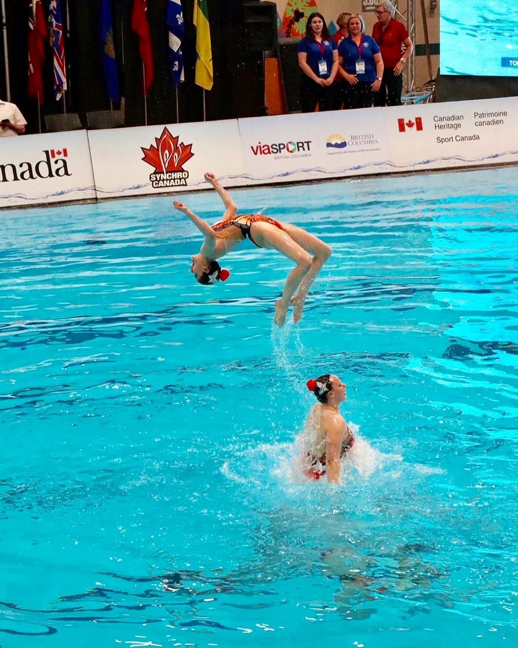 Swimmer doing back flip